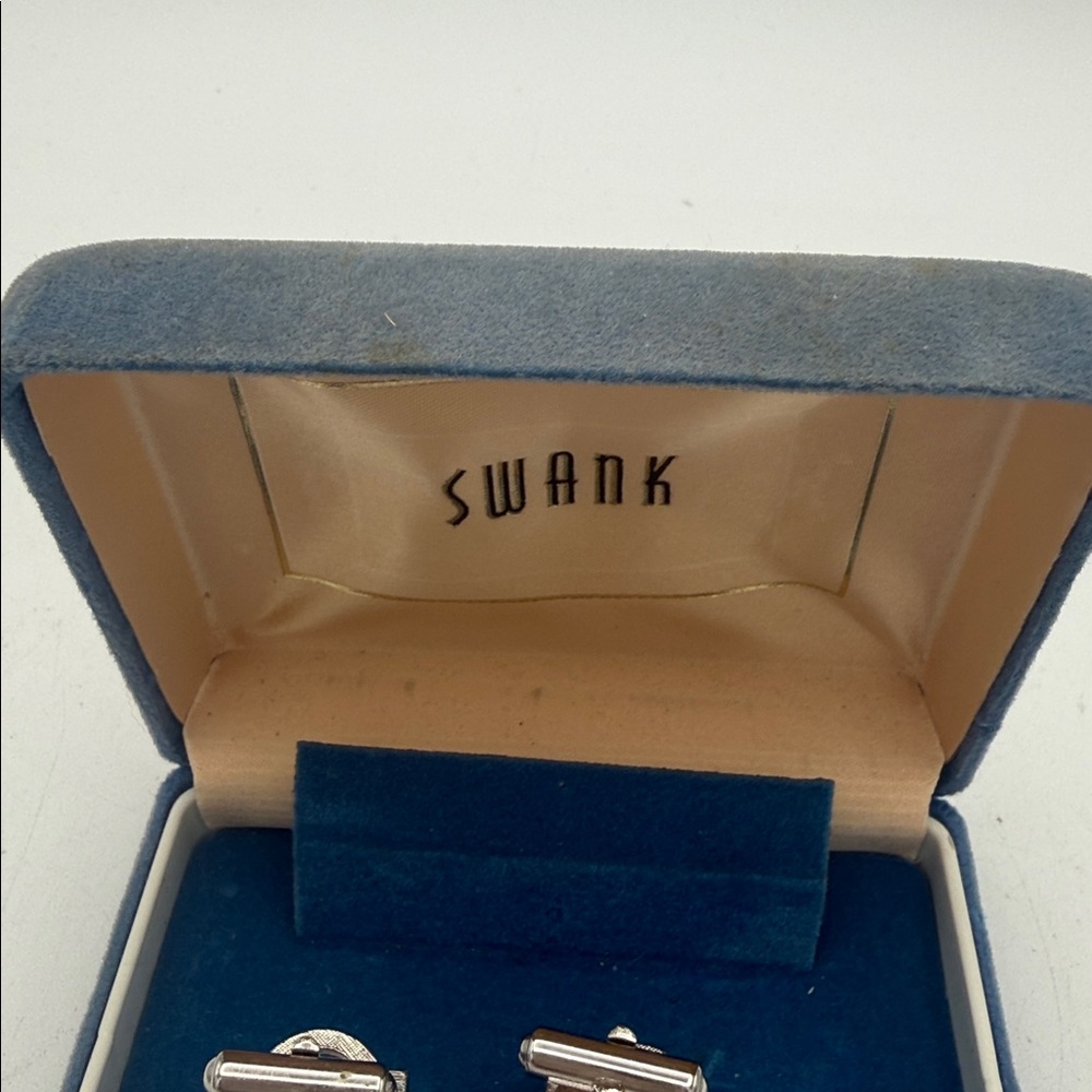 Vtg Swank Silvertone Rectangular Mesh Cufflinks W… - image 7